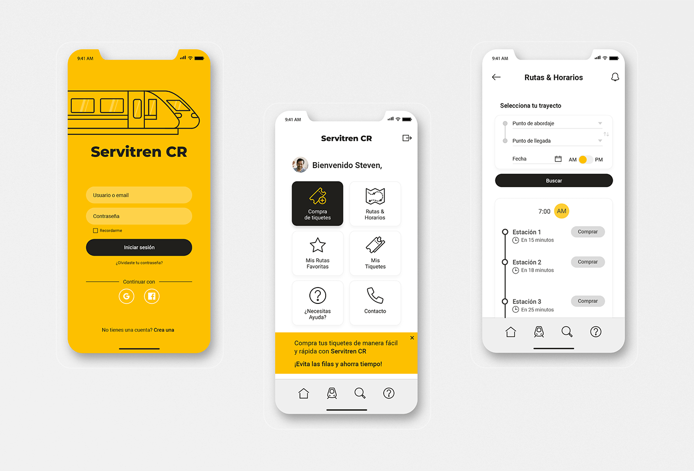 app ux UI app design Figma Illustrator Icon investigation yellow train