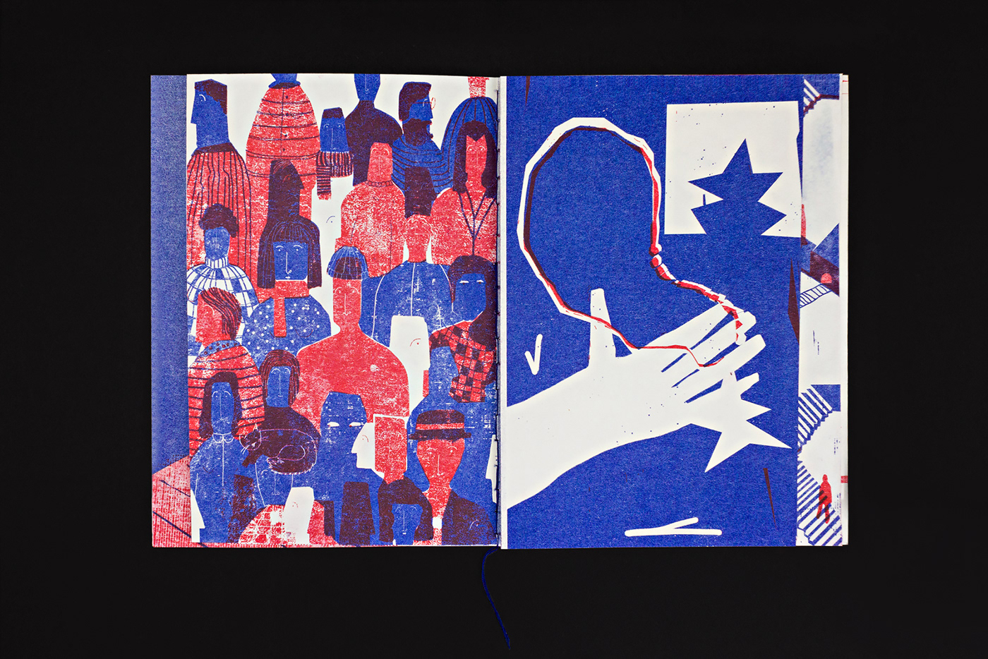 ILLUSTRATION  editorial risography print red blue bright experimental color fanzine
