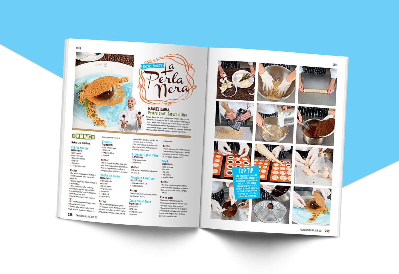 Caterer Middle East recipe book editorial typography  