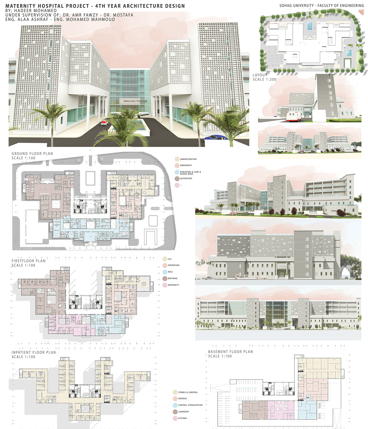 architecture exterior Render 3D visualization hospital Project design maternity general
