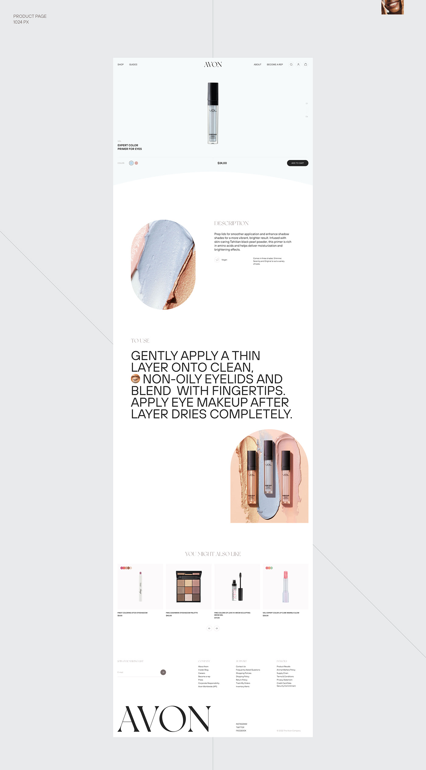 animation  Avon beauty cosmetics e-commerce makeup redesign shop store UI/UX