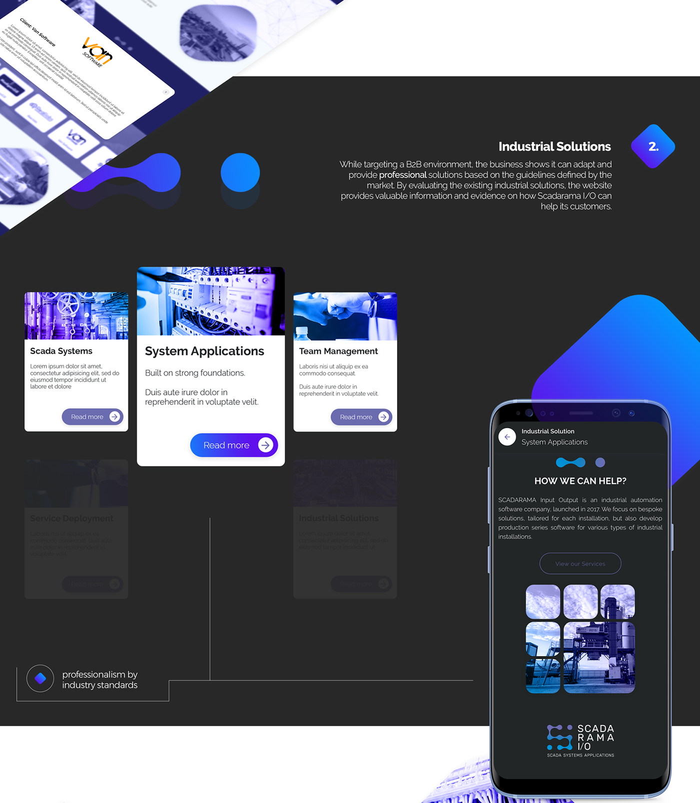 Web Webdesign design software HTML industrial automation company purple modern