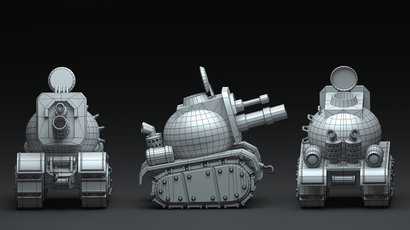 Tank game 3D model cartoon Low Poly Substance paitner