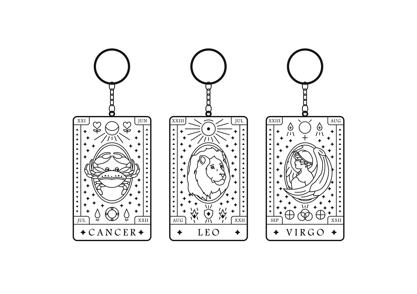 Astrology golden Horoscope keychain mystical stars tarot Tarot Cards zodiac zodiac signs
