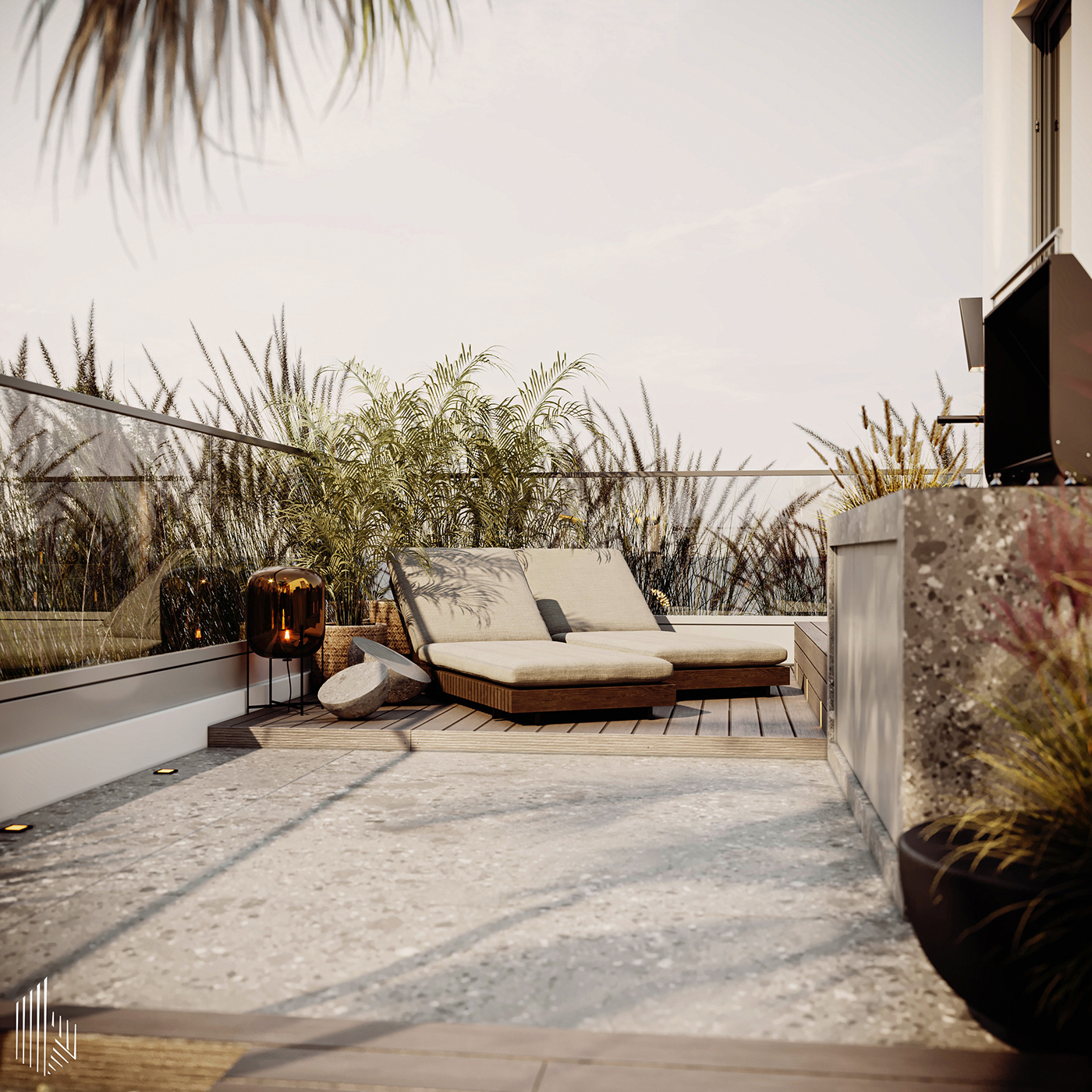 roofgarden visualization Penthouse design Outdoor roof rooftop interior design  archviz CGI corona