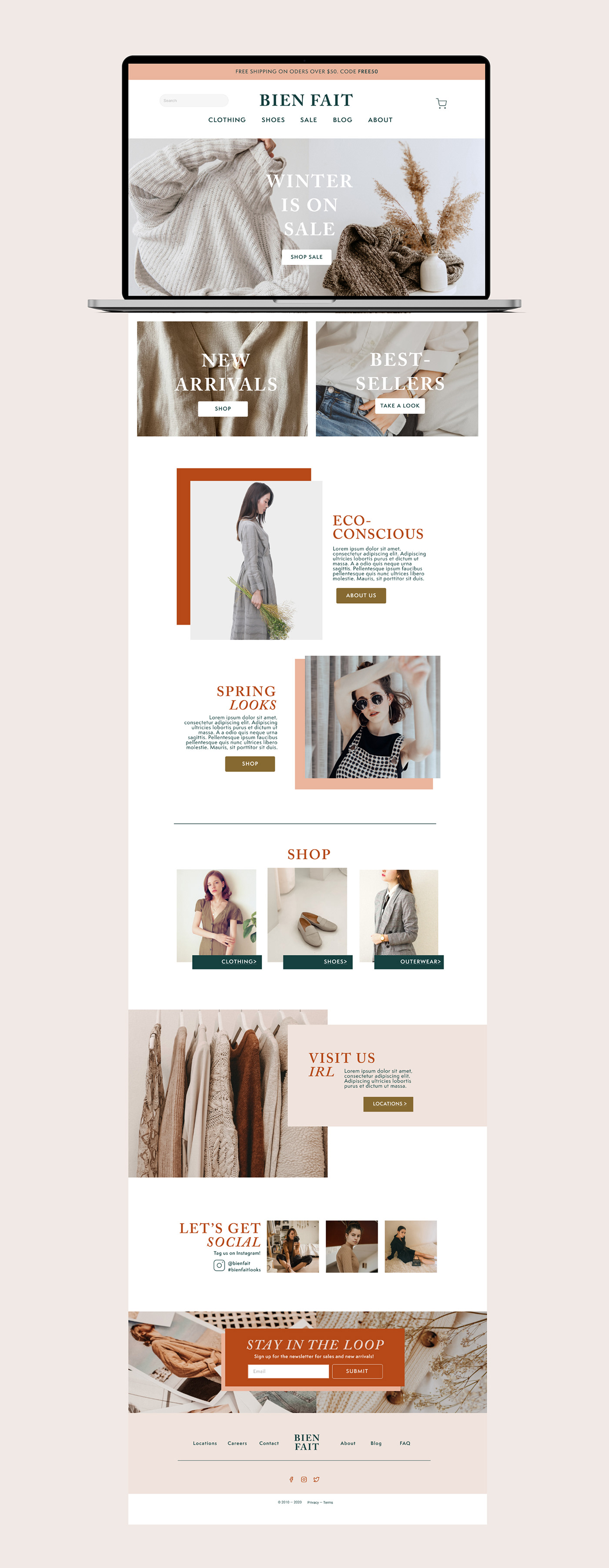 Ecommerce graphic design  Sustainable Fashion Web Design 
