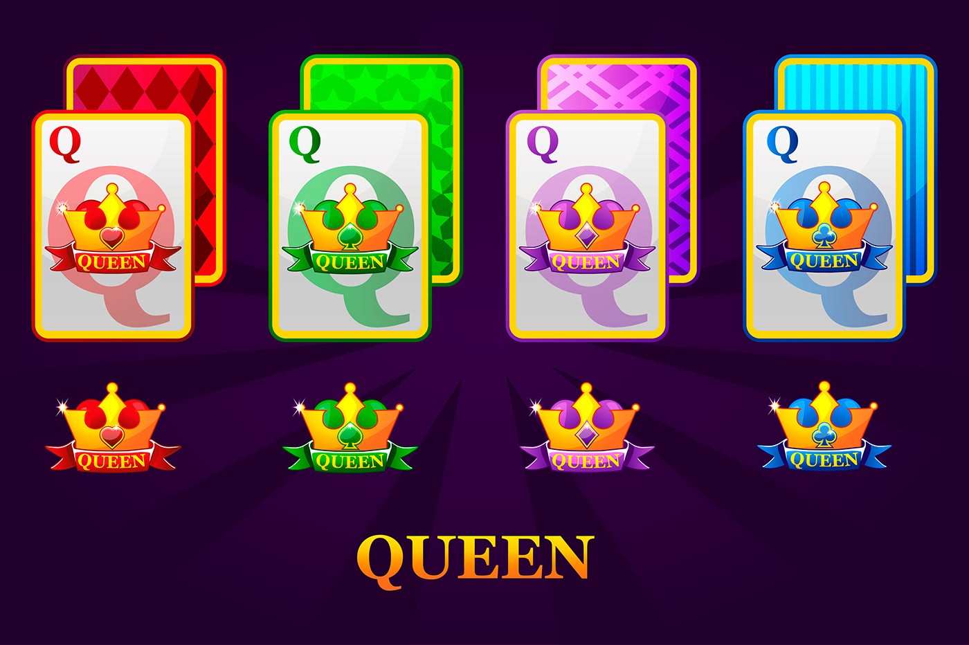 Poker casino Playing Cards suit joker KIND jack queen clubs diamonds