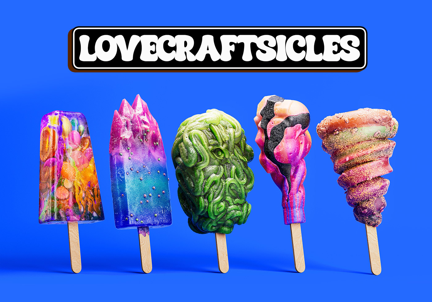 popsicle CGI 3D Sculpt lovecraft horror ice cream Render abstract cthulhu