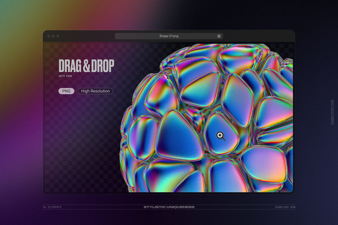 3D geometric gradient graphic graphic design  graphics holographic iridescent neon shapes