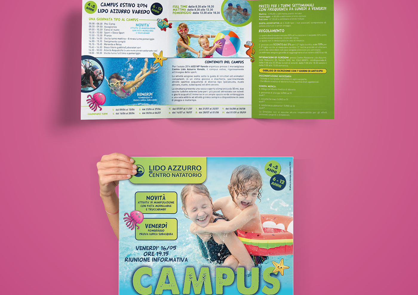 corporate campagna pubblicita manifesto flyer pieghevole comunicazione piscina tariffe