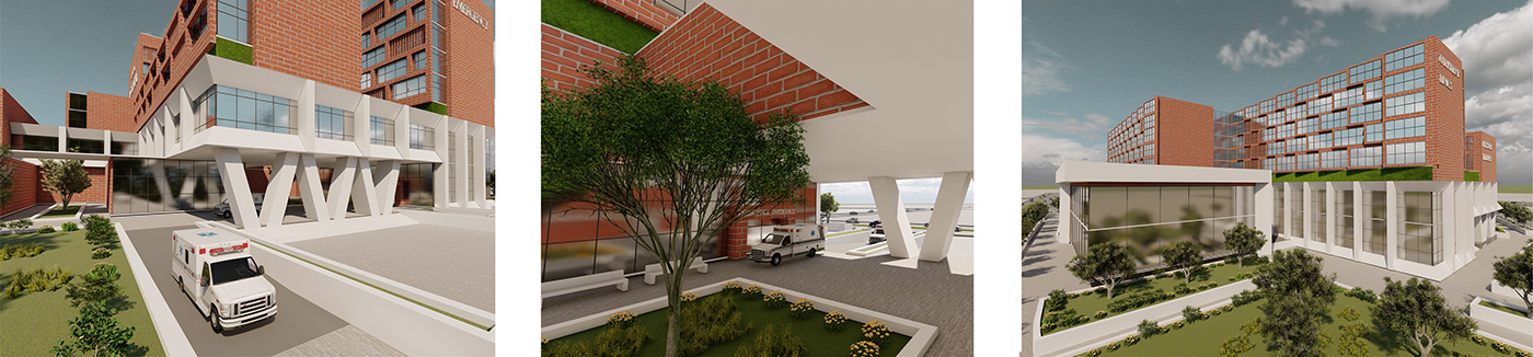 hospital clinic design Project architecture exterior 3D hospitals healthcare