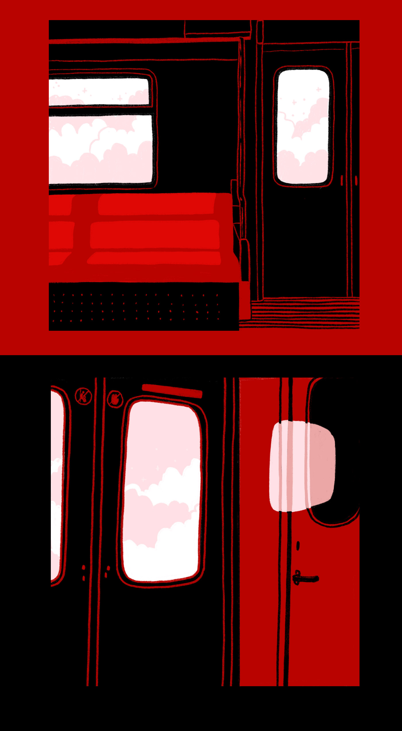 animation  Digital Art  digital illustration ILLUSTRATION  Procreate railway train Travel