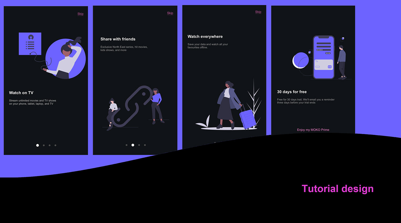 app design Interface app purple colour Film   movie Web Design  dark theme Cinema