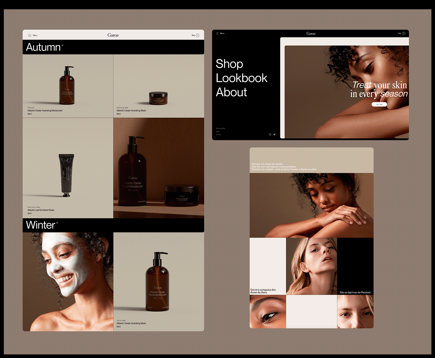 3D branding  clean identity Packaging pastel product serif skincare Website