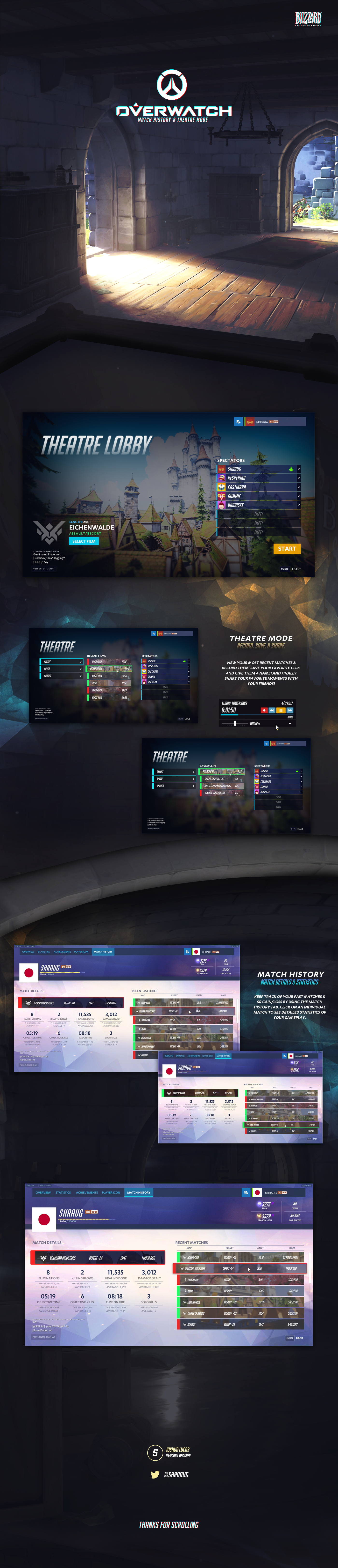 Blizzard overwatch  UI ux theater  Theatre Match History