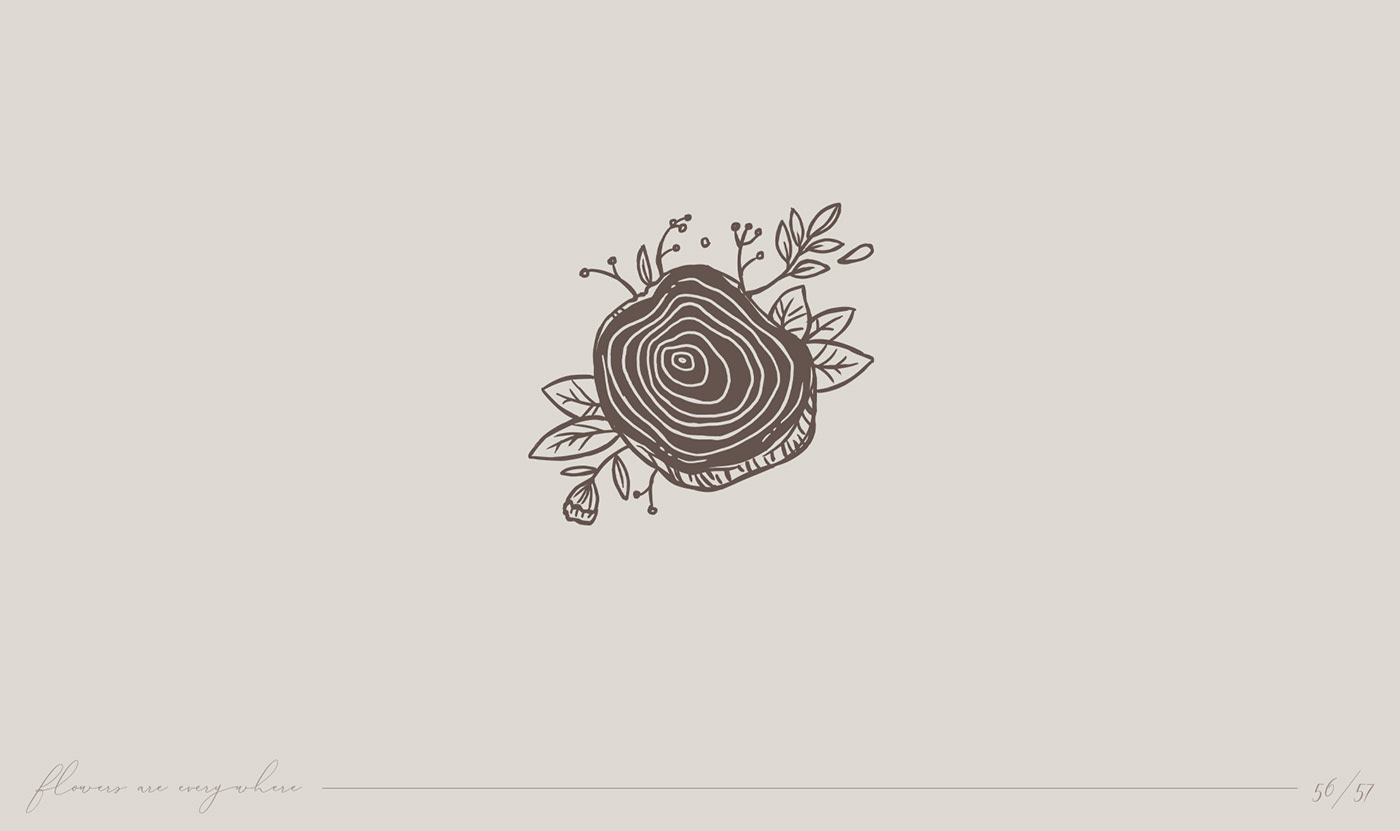 black and white branding  Drawing  Flowers hand drawn logo monochrome sketch