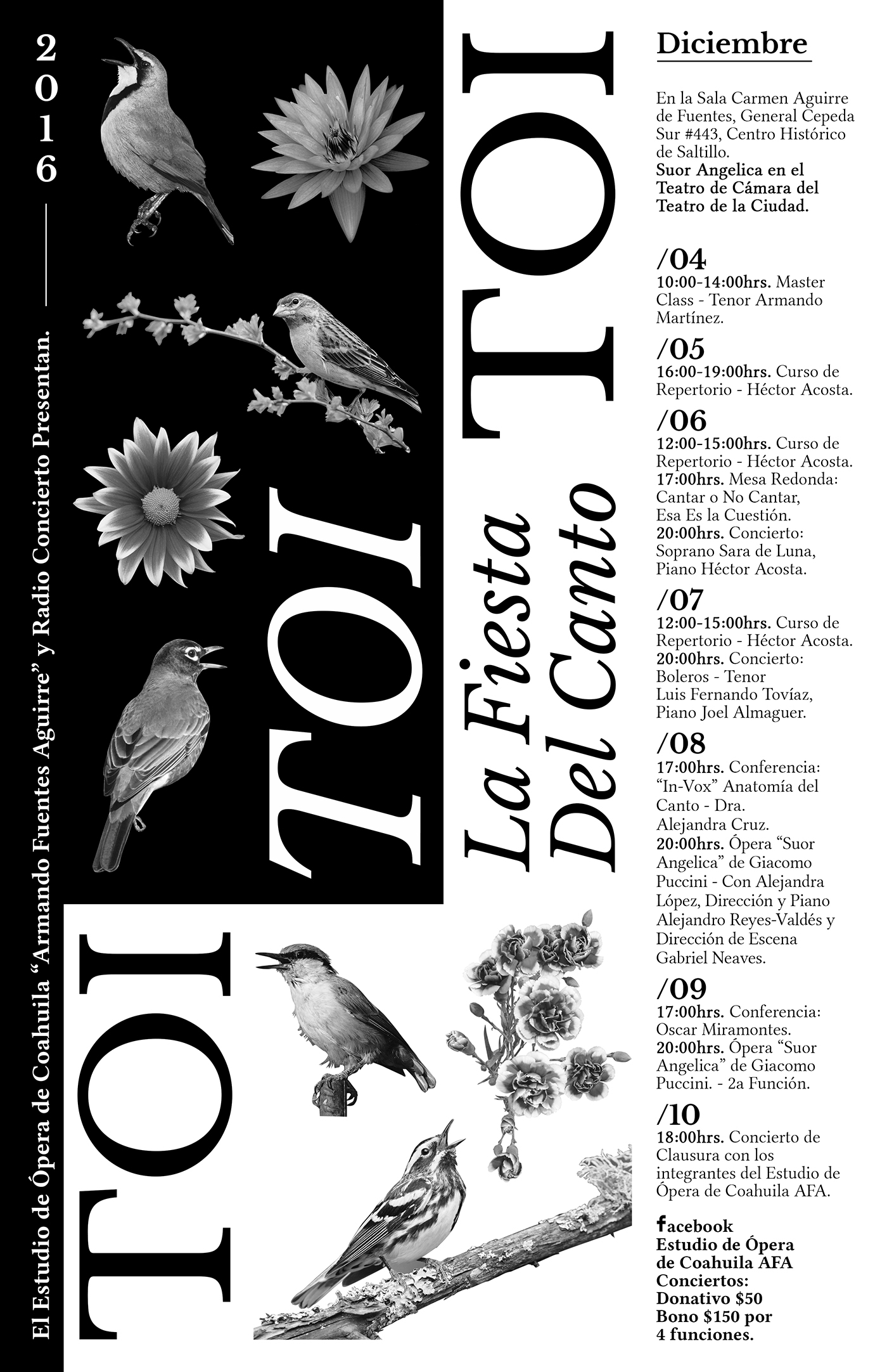 TOI TOI TOI music collague poster design opera birds black and white festival art