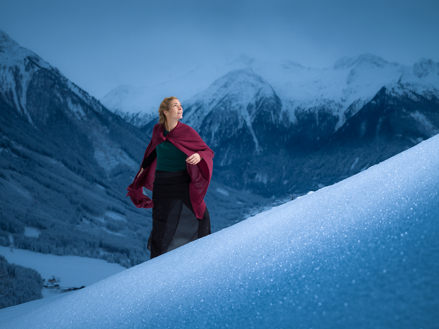 cold editorial Elsa Fashion  frozen Landscape mountains Photography  snow winter