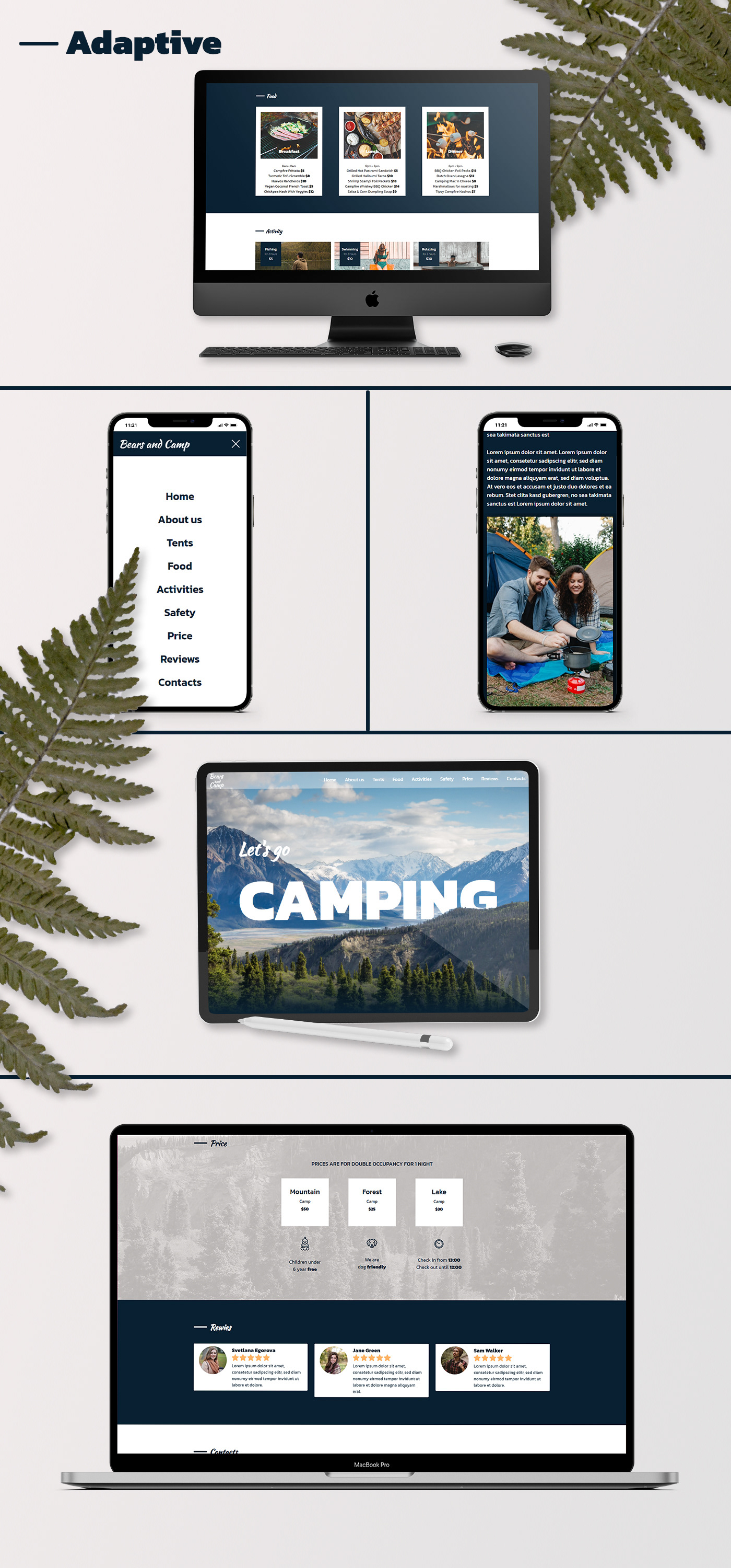 Adaptive camp camping demo landing page One Page parallax Responsive Web Design  Website