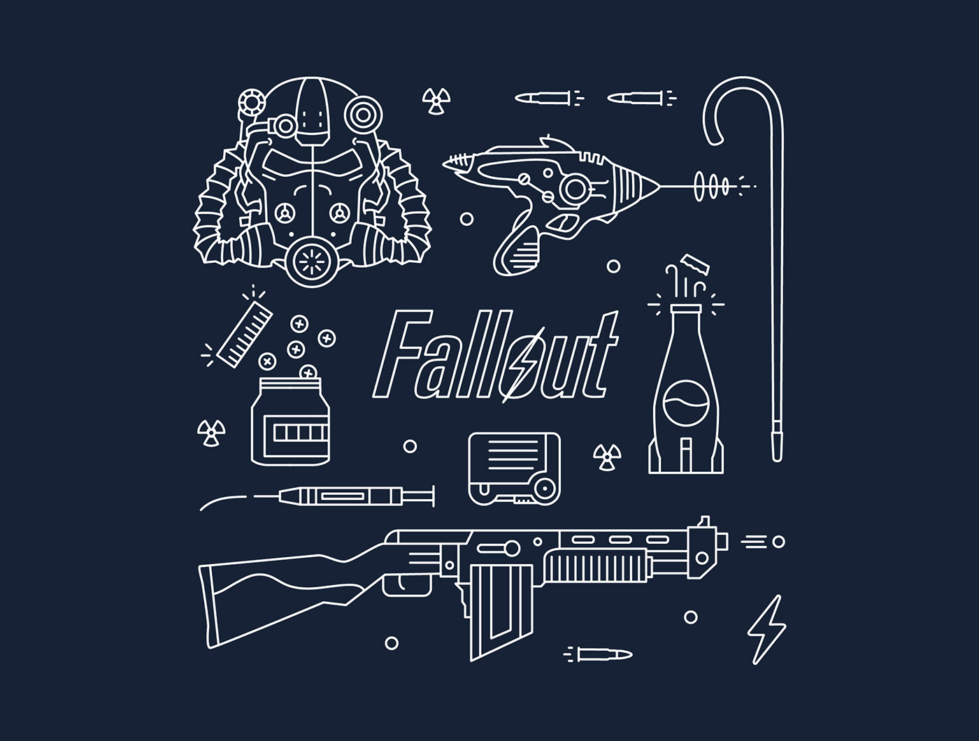 fallout icons weapons Gun Bethesda Technology Armour game iconography editorial