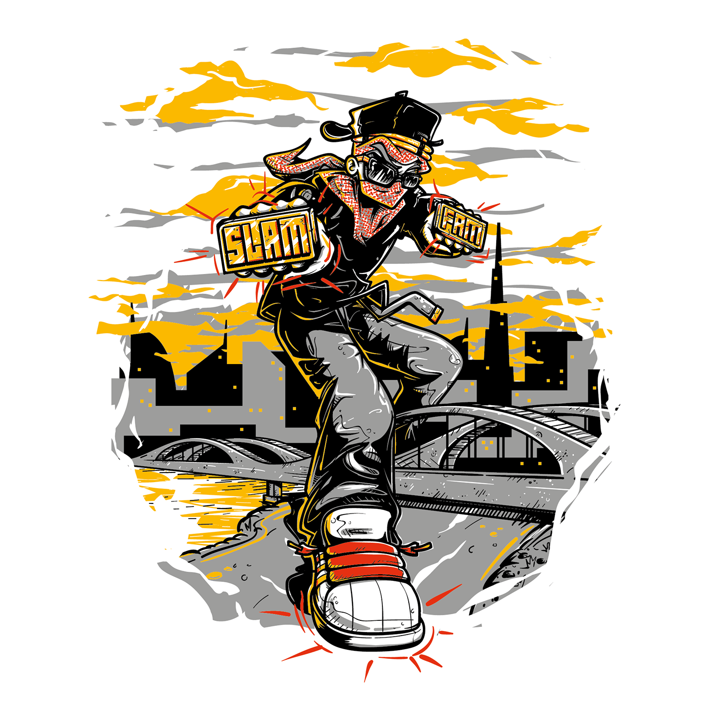 Arab cartoon Character comic DANCE   Digital Art  hip hop ILLUSTRATION  sticker t-shirt