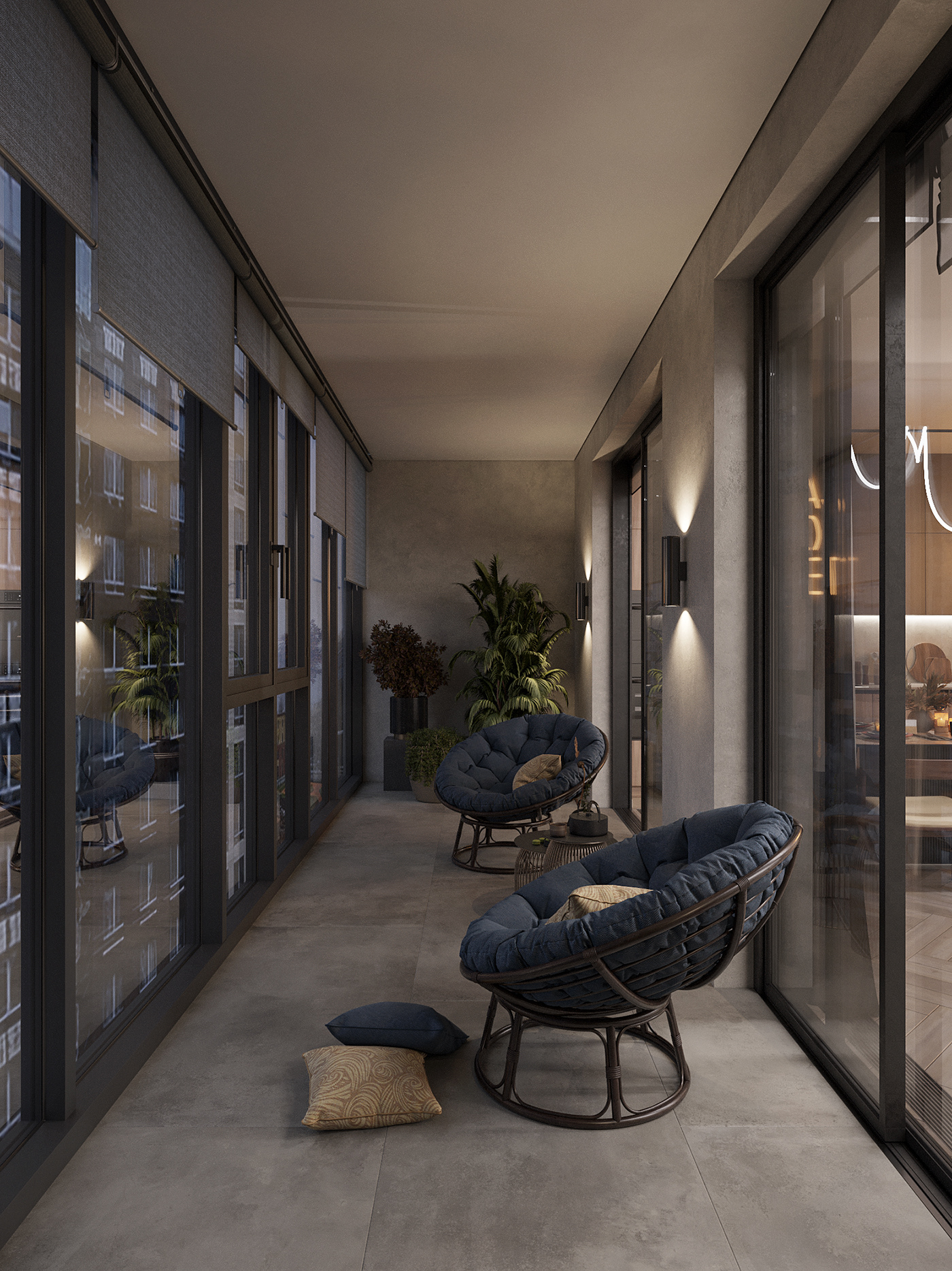 3D 3ds max architecture corona Interior interior design  Loggia Render visualization