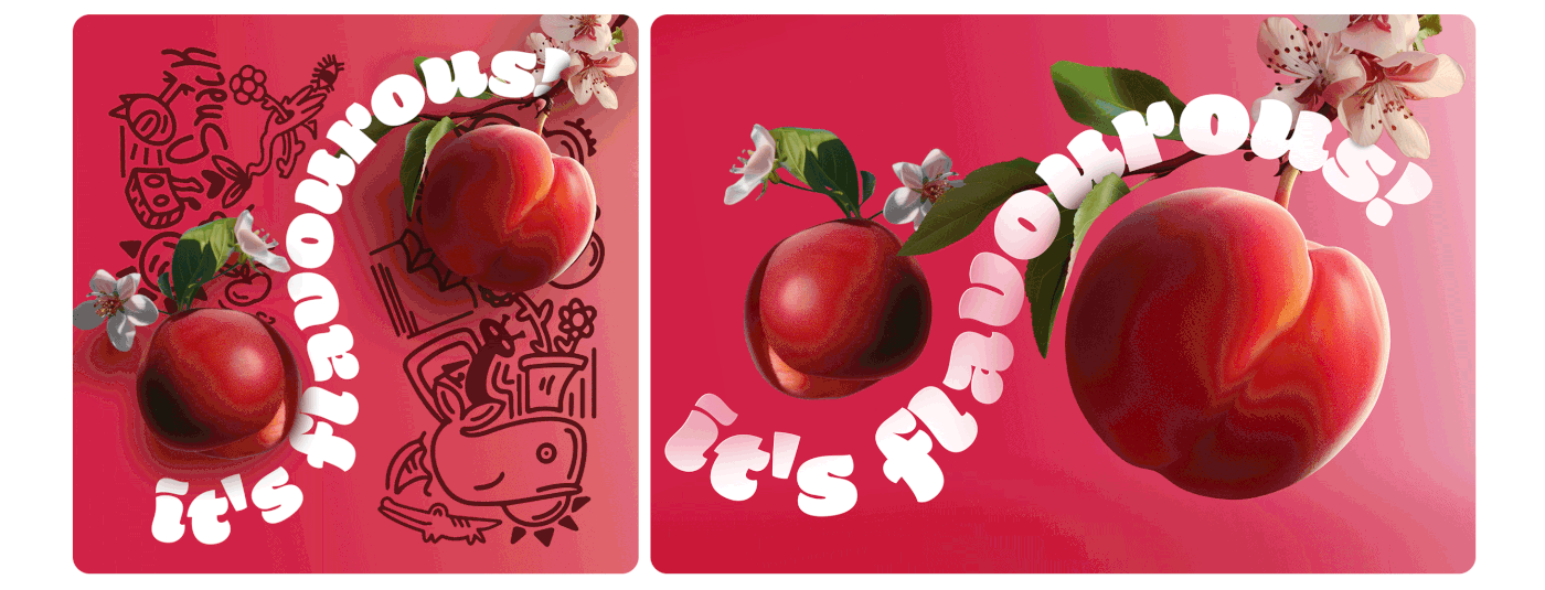 brand identity Logo Design visual identity Graphic Designer fruits peach doodle art pop Advertising  art direction 