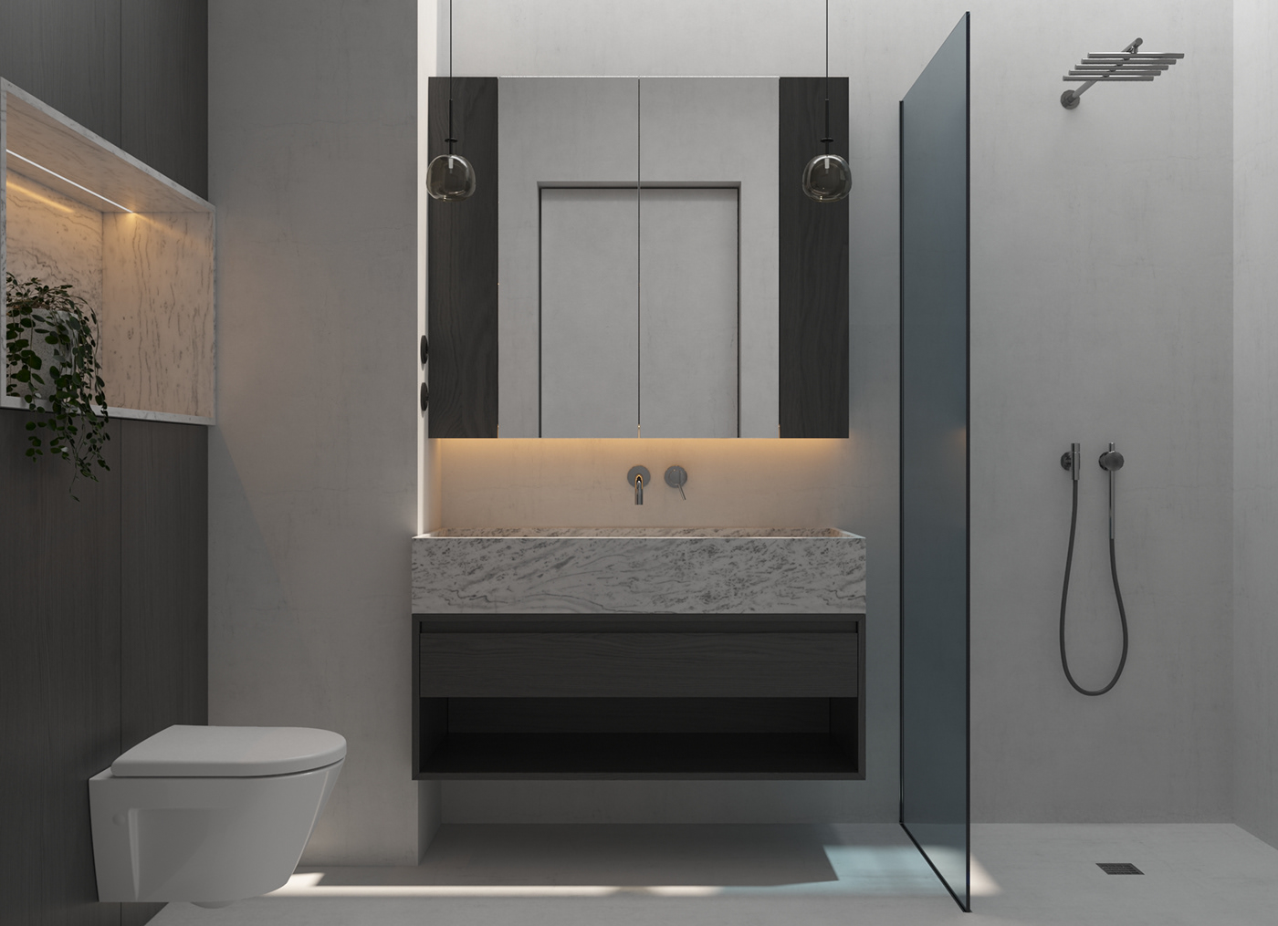 archviz bathroom CGI design Interior LOFT Marble modern SHOWER visualisation