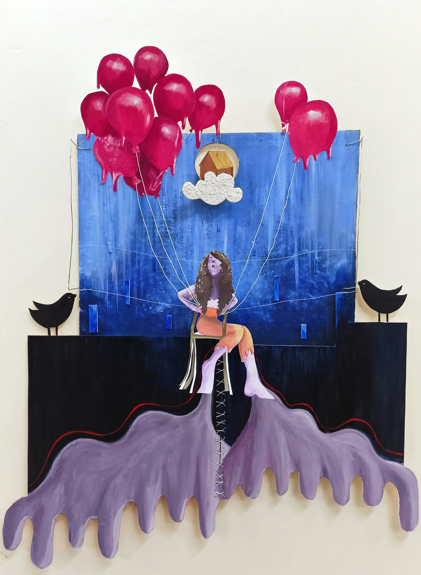 experimental abstract pvc Board plywood balloons conceptual artwork interdisciplinary
