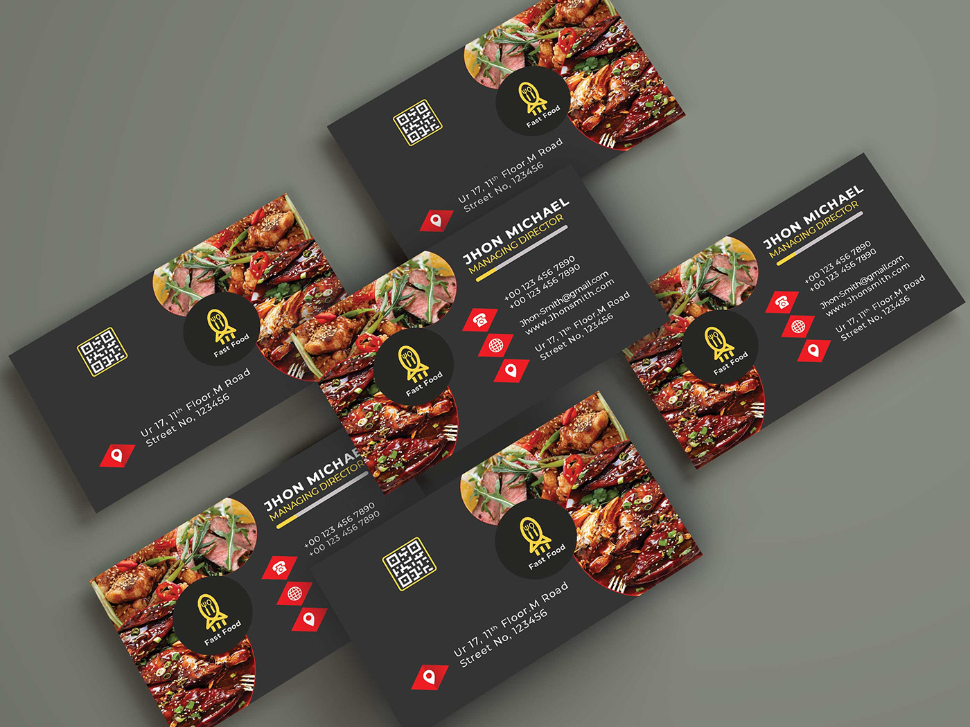 BAR BQ beef black burger caterer catering chef card  cookout food business card Creative Design