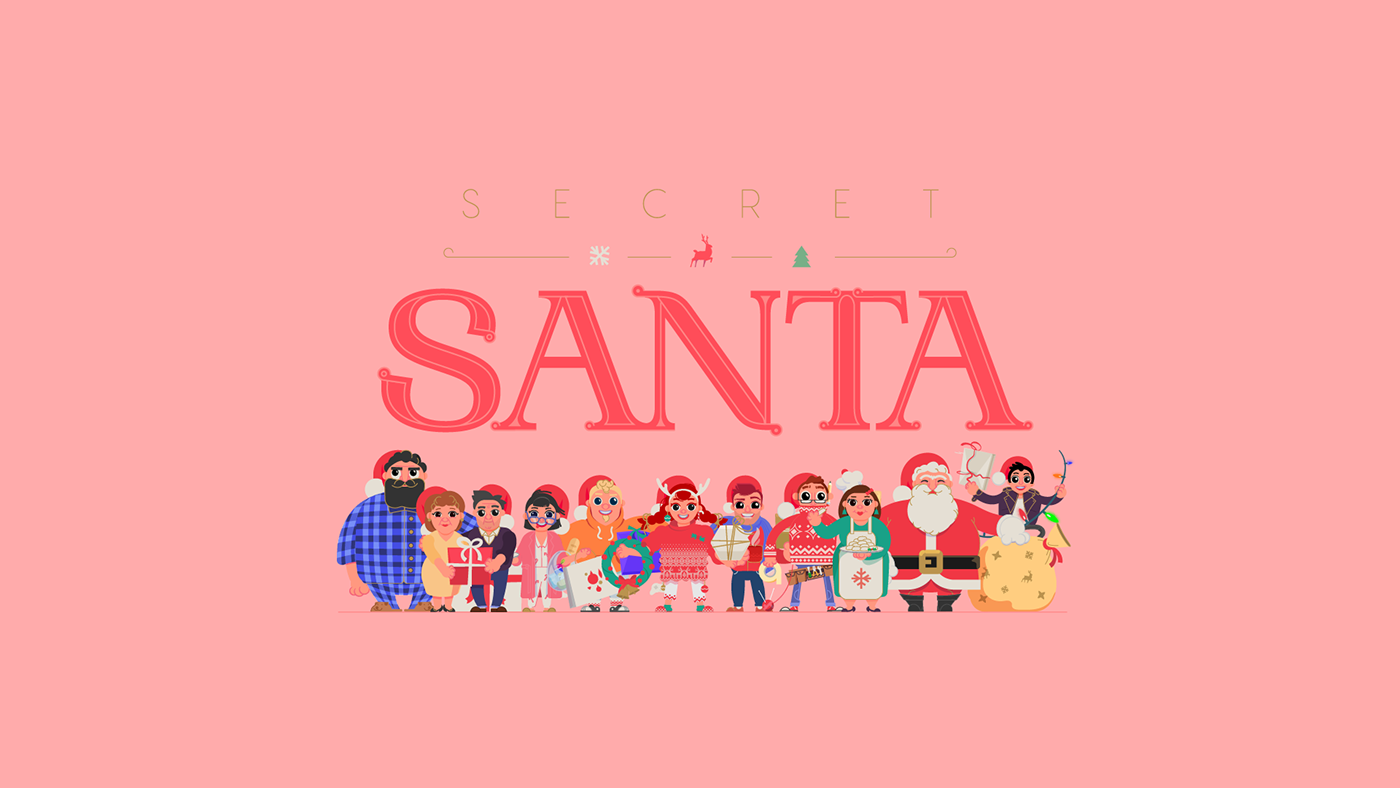ILLUSTRATION  Christmas Character flat digital cute Fun 2D secret santa