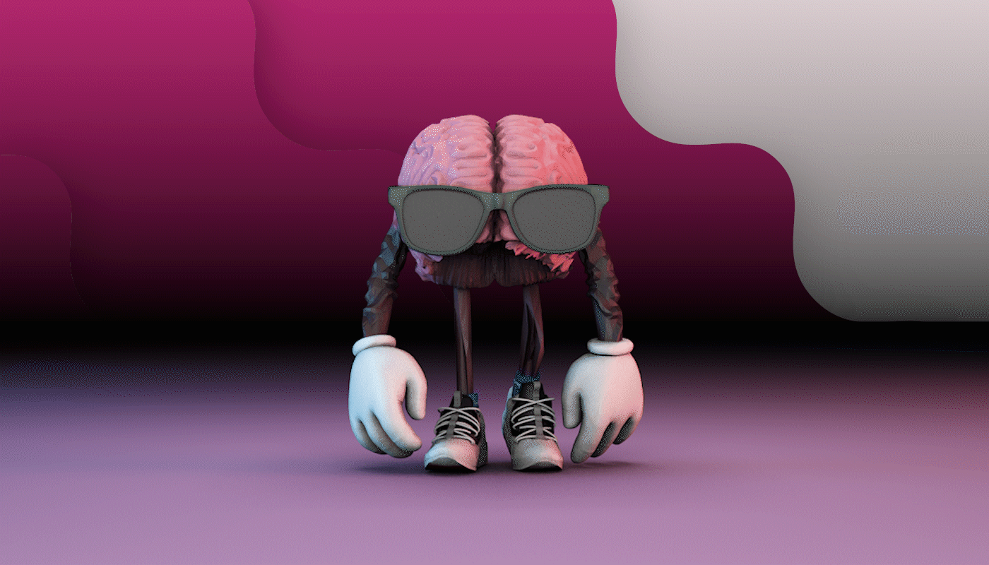 3D animation  blender brain brain's bug c4d Character design  model pink Procreate