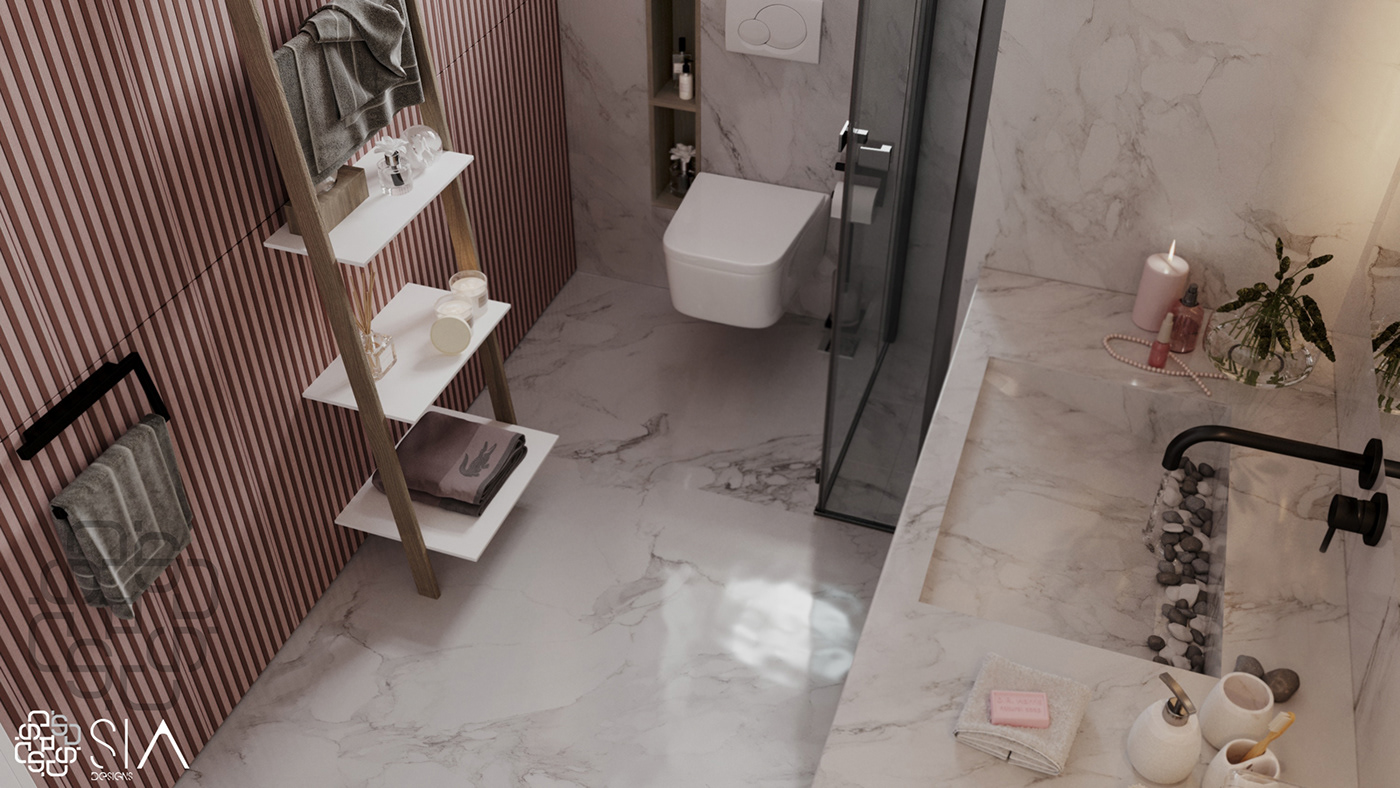 3D architecture bathroom Interior interior design  modern Render