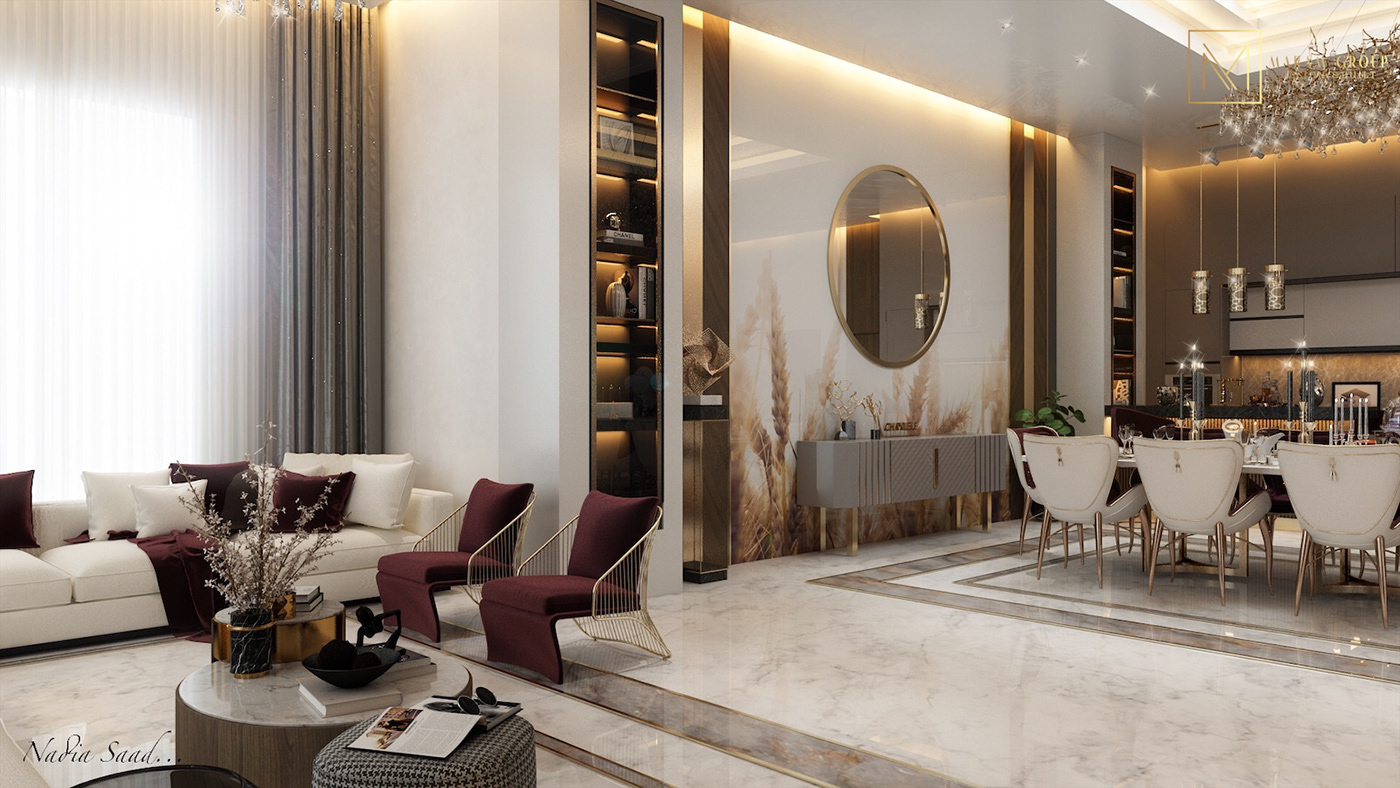 3dmax architecture design dining Interior living room nadia saad Maram Group