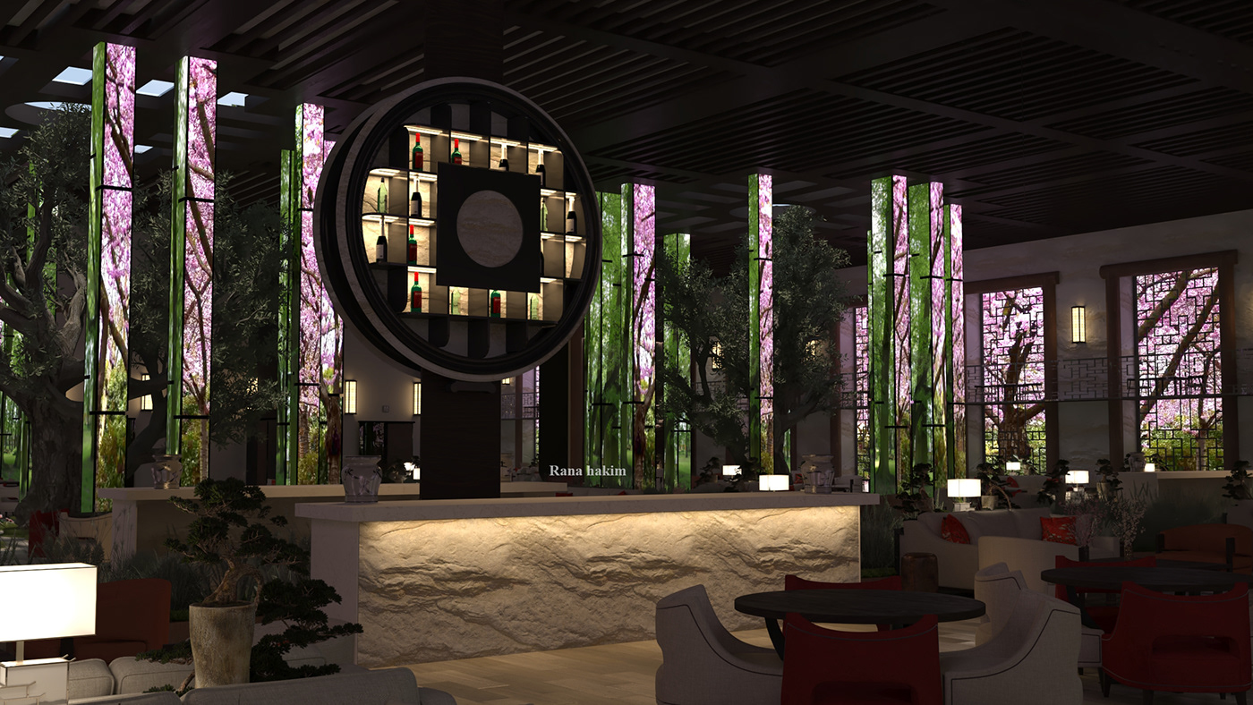 3ds max architecture artificial intelligence forest modern Nature restaurant Technology vray