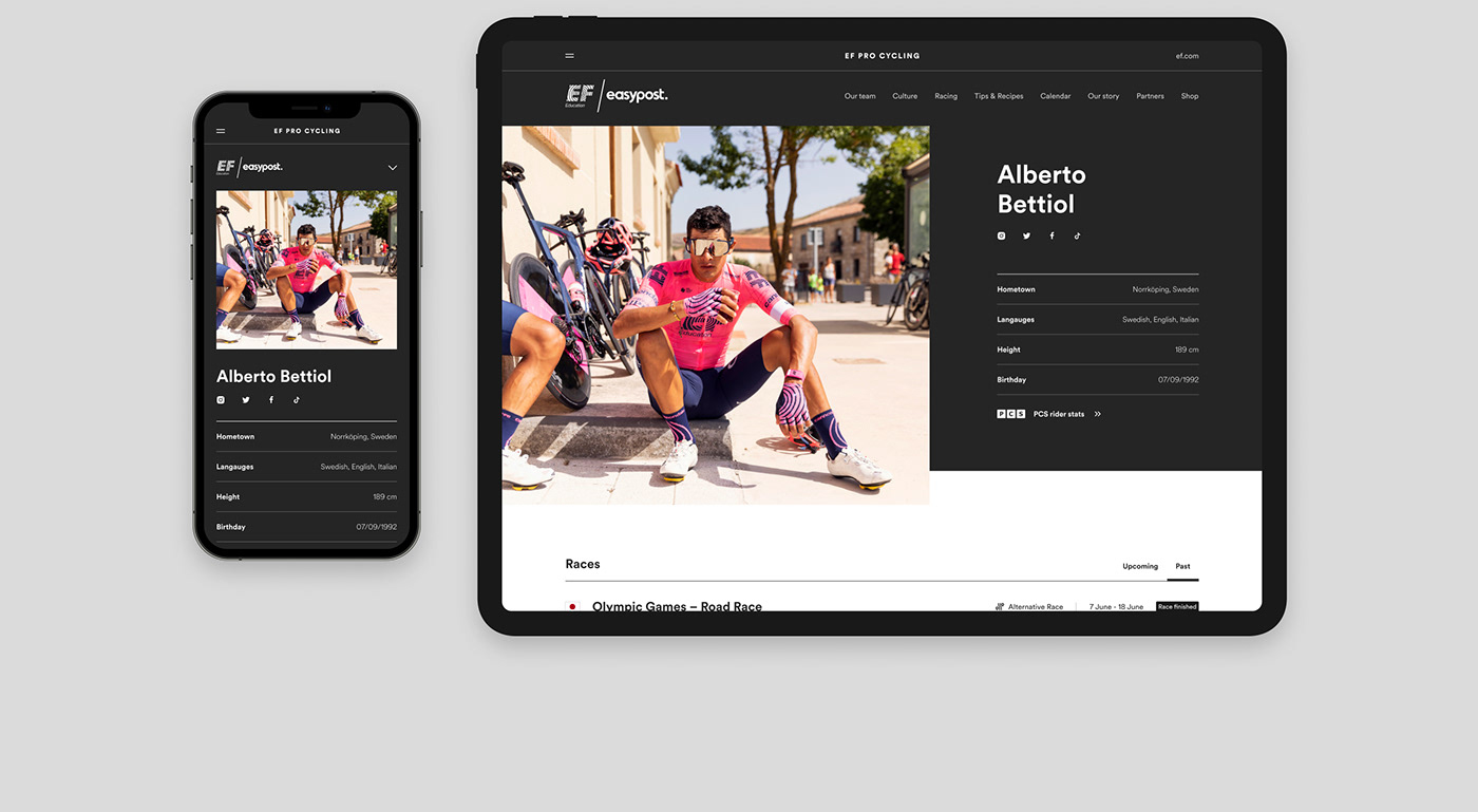Cycling design editorial Education EF news pro Responsive ux Website