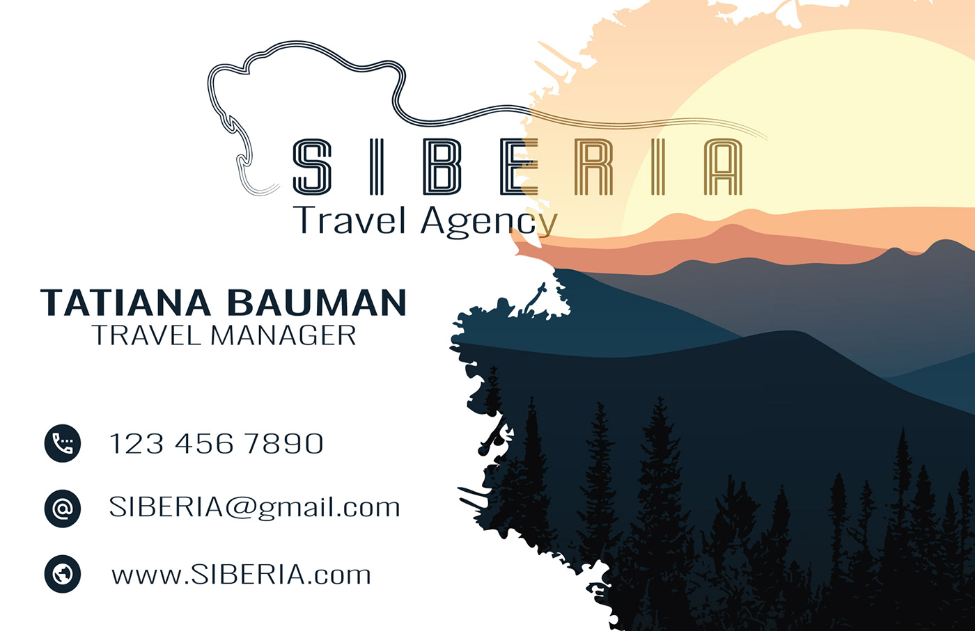 business card Business card design Travel travel agency travel agency logo logos Brand Design adobe illustrator Landscape Siberia