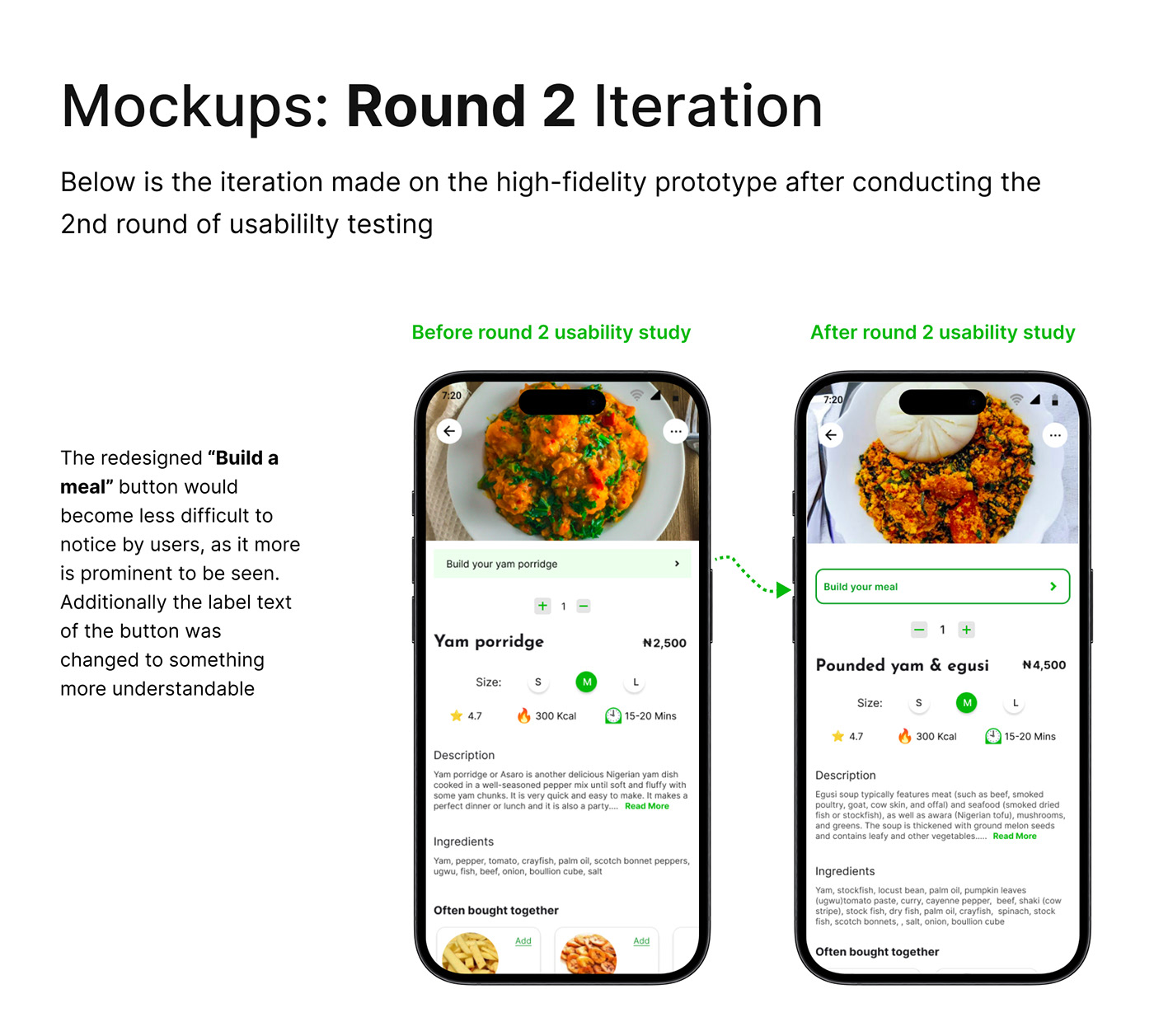 Food ordering app e-coomerce Figma UI/UX user experience UX Research usability testing Interaction design  High Fidelity food customisation