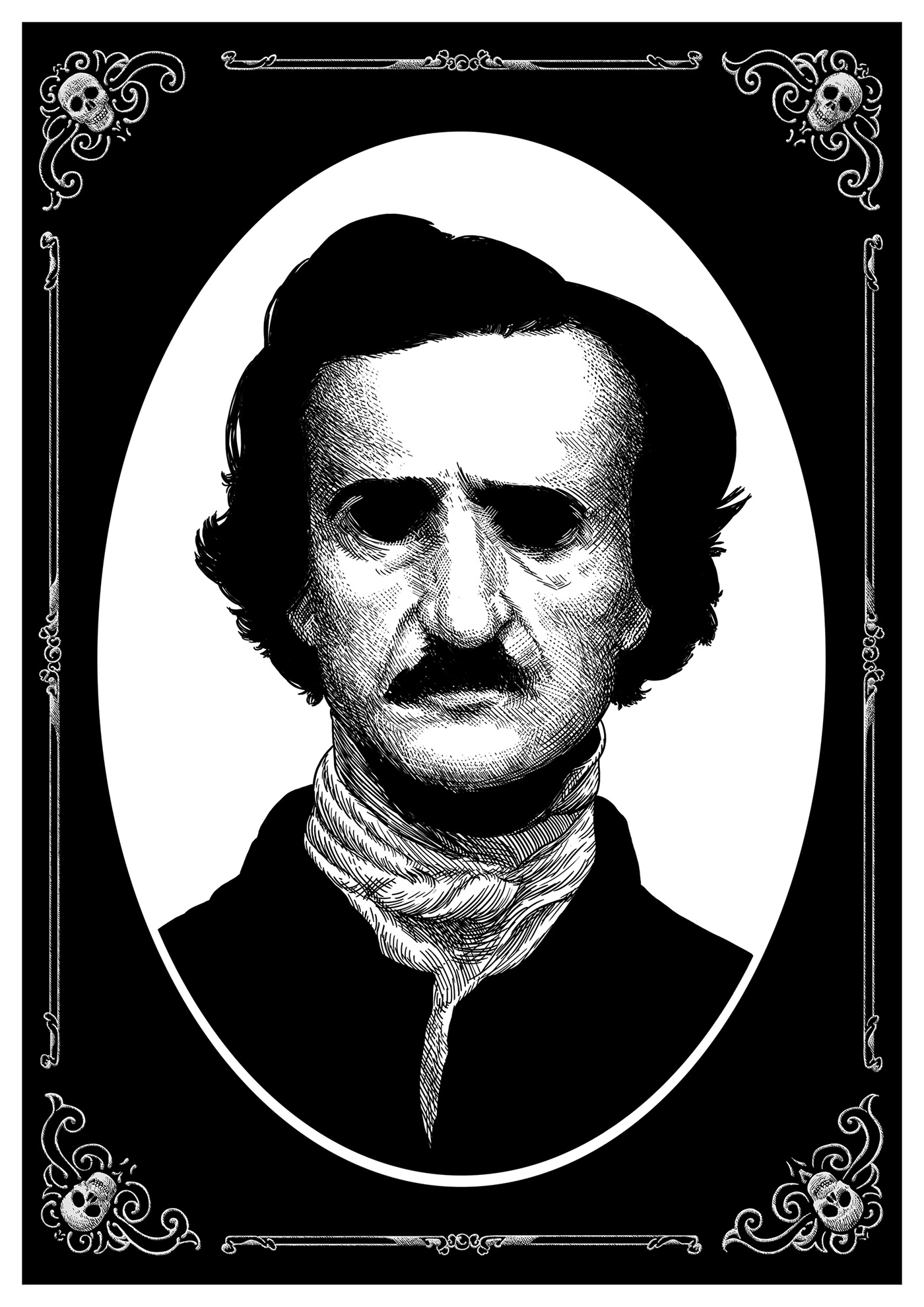 artwork Digital Art  digital illustration Drawing  Edgar Allan Poe raven