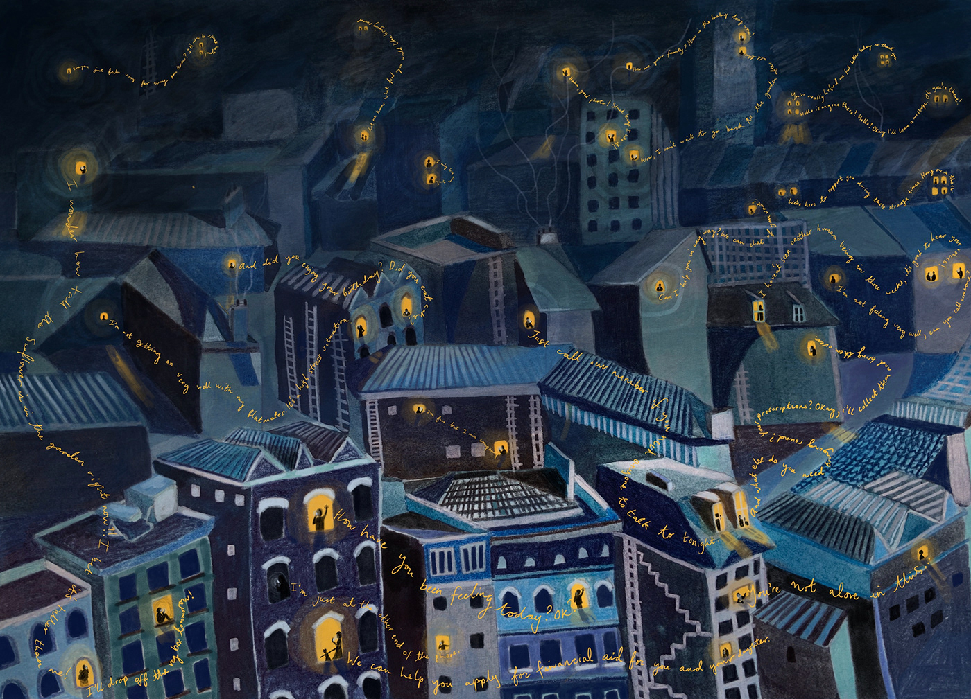 charity city dark ILLUSTRATION  lockdown painting   Technology therapy