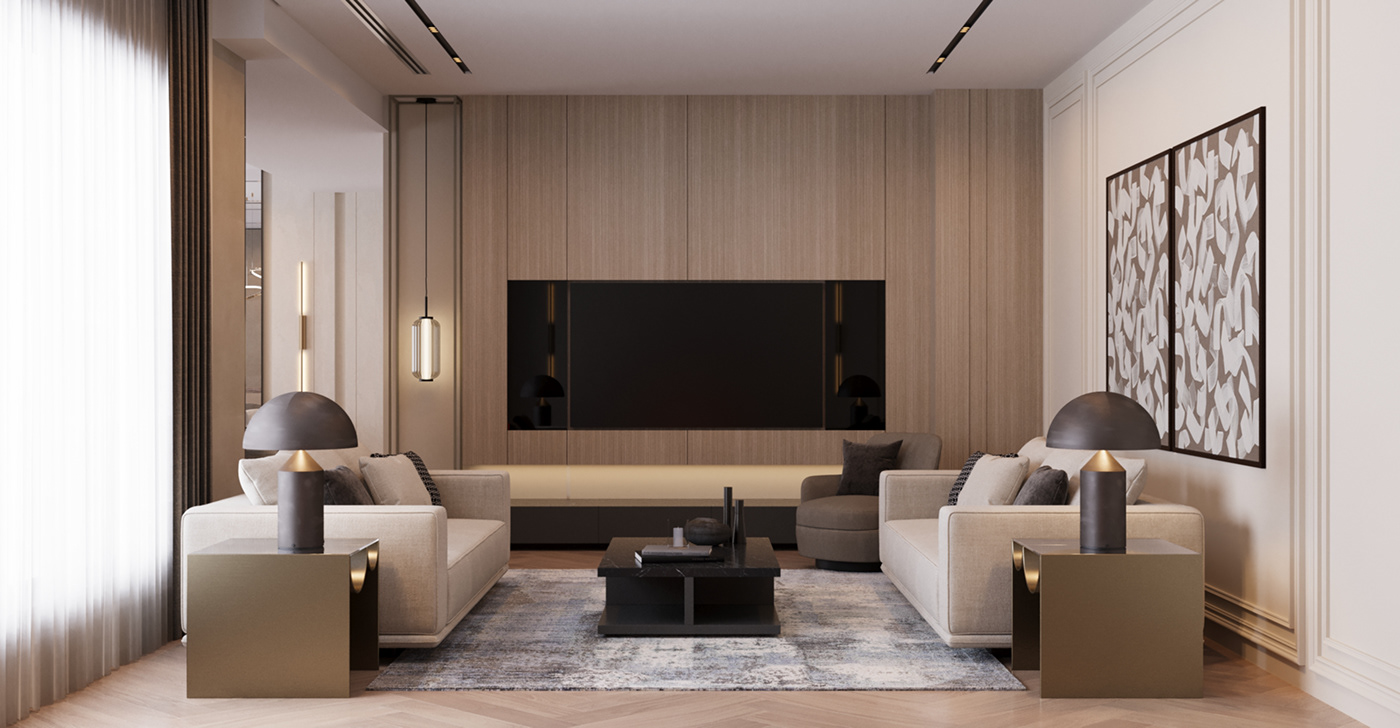 Tv unit interior design  Render 3ds max corona design dining room fireplace
