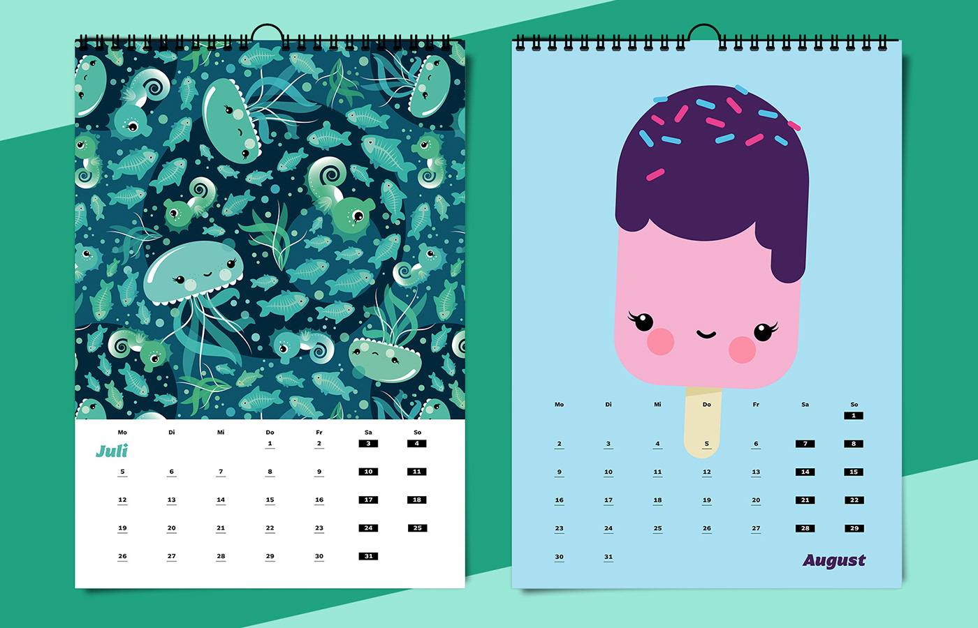 Arpona calendar design floodfonts ILLUSTRATION  kawaii pattern design  Pia Kolle typography   year2021