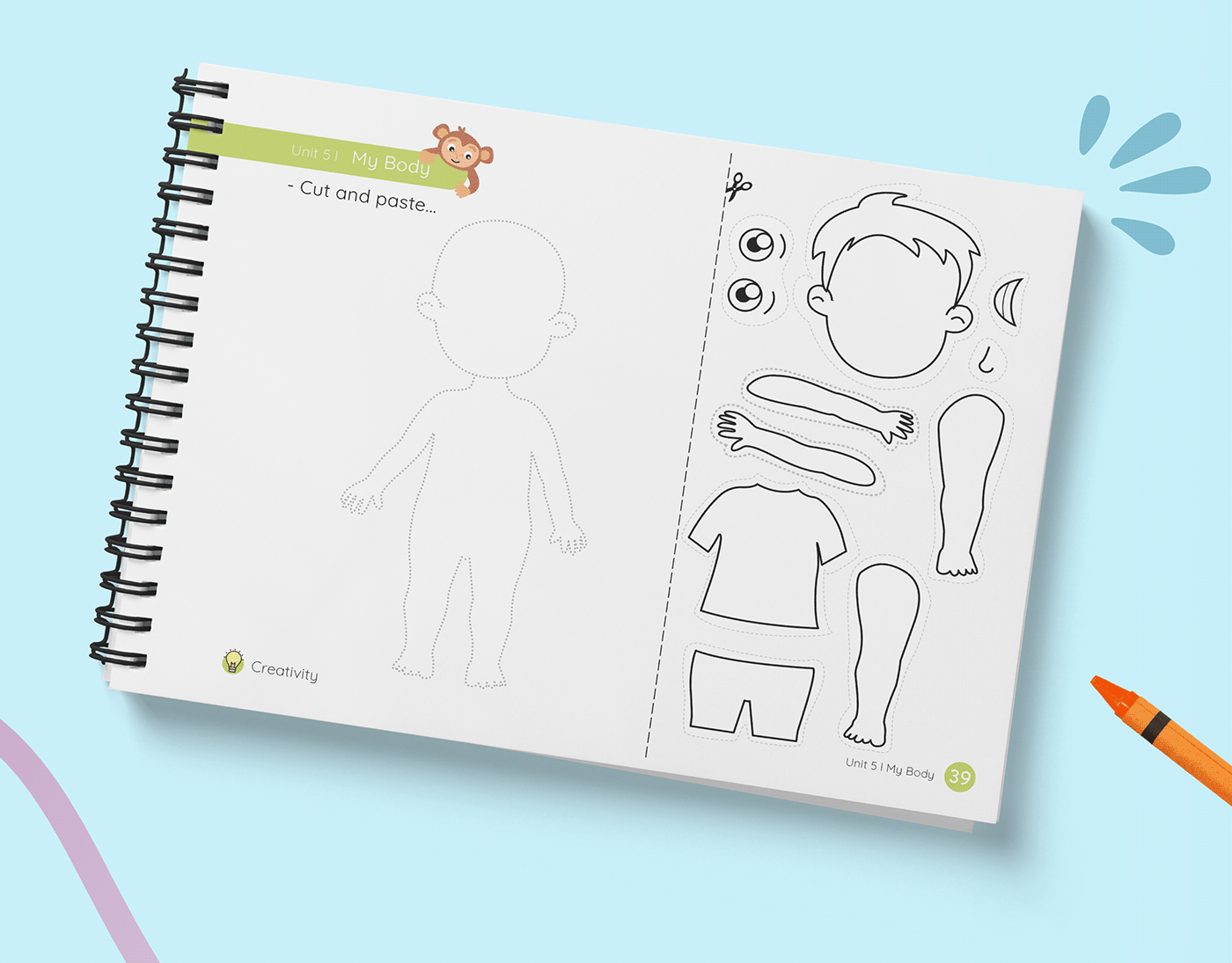 Diseño editorial diseño niños preescolar educación Personajes para niños worbook