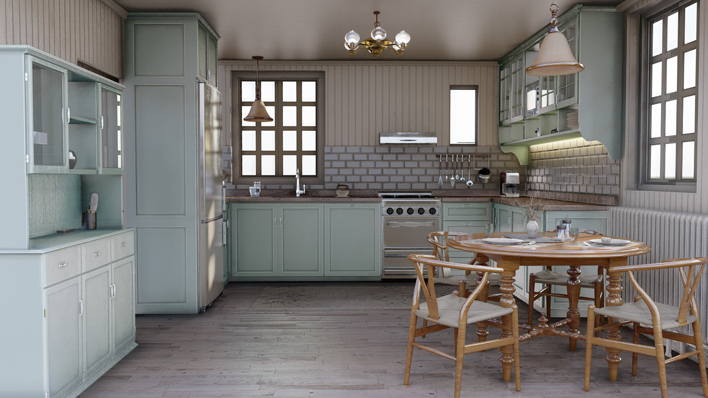 1920s architecture design desing kitchen home Interior interior decor interior design  Kitchen Appliance Render