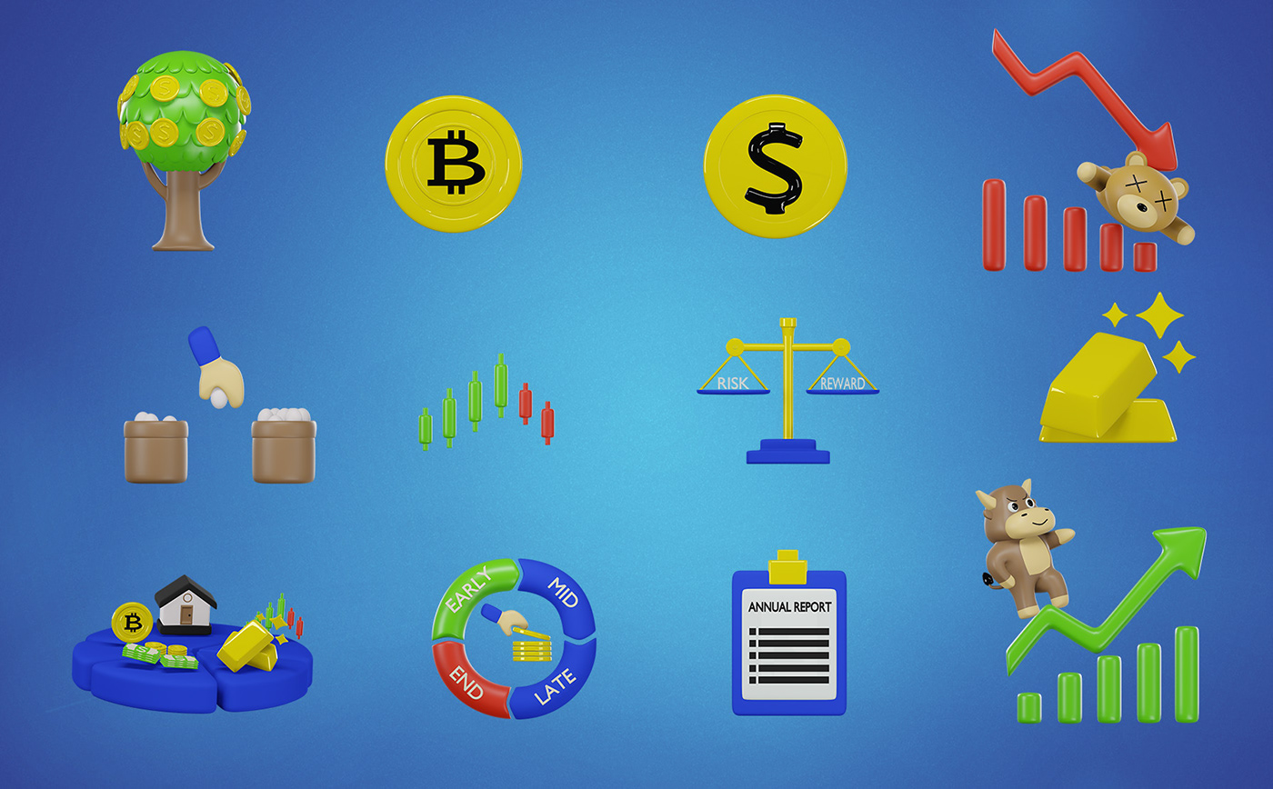 financial Investment 3D Render Icon 3Dicon design ILLUSTRATION  Digital Art 