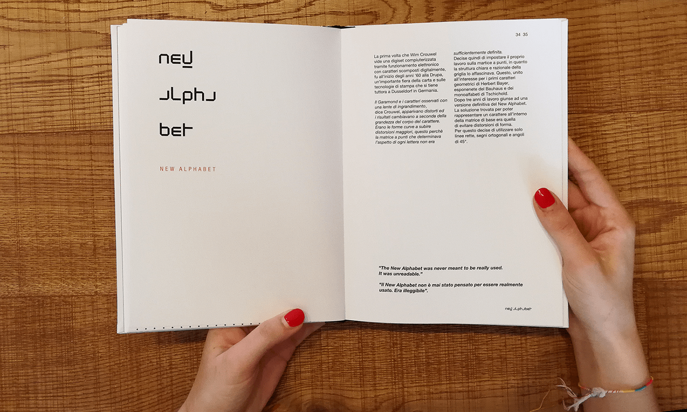 book editorial design  font giacomo felace graphic design  New Alphabet print wim crouwel