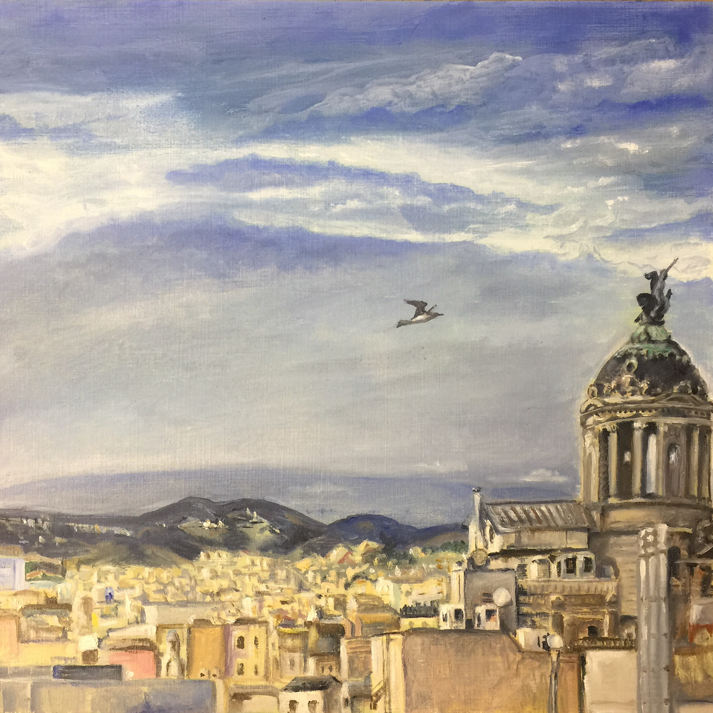 barcelona city cityscape cityview Landscape lenaswan painting   seagull SKY Travel