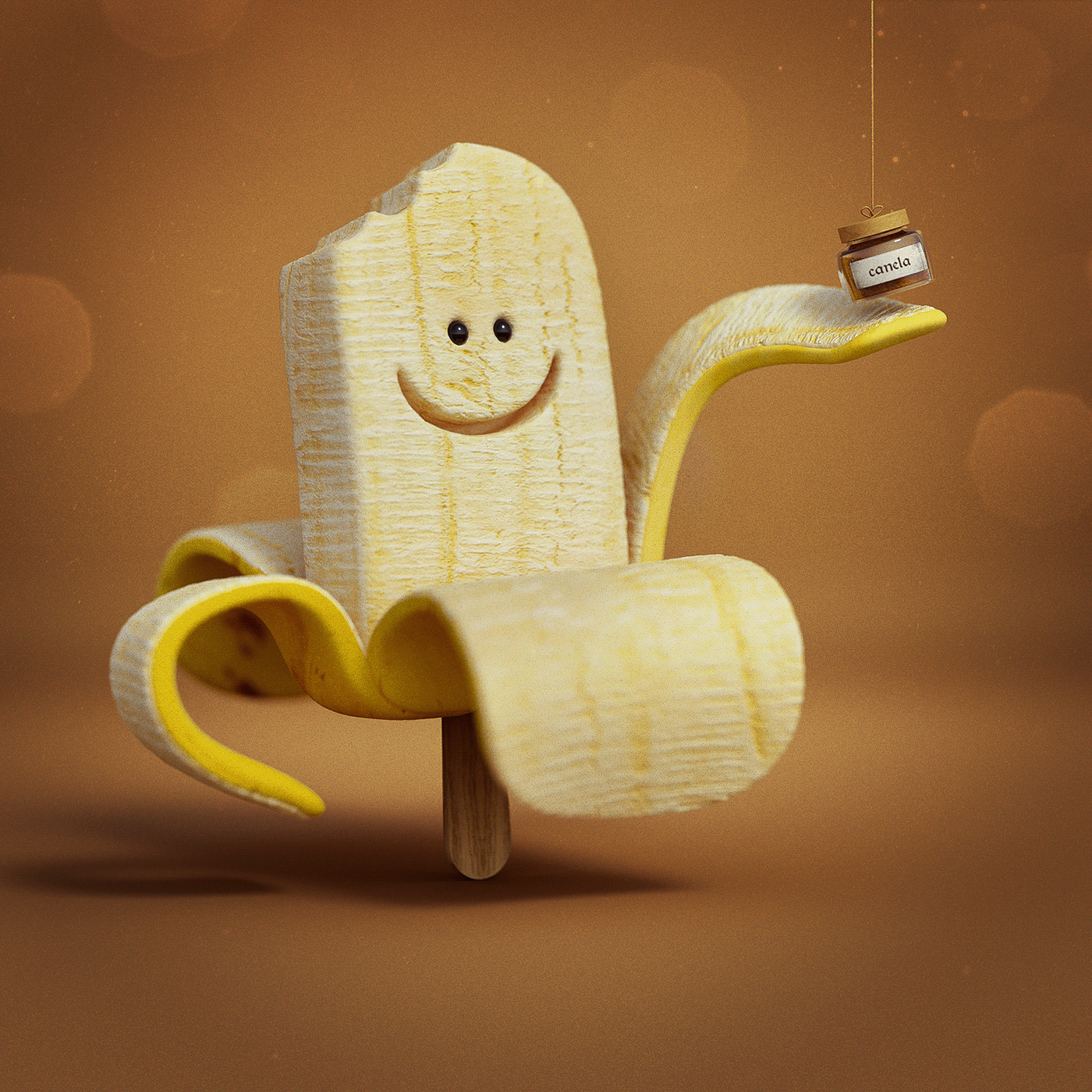 3d art 3d design 3D illustration banana c4d canela corona renderer ilustração 3d maxon nutella