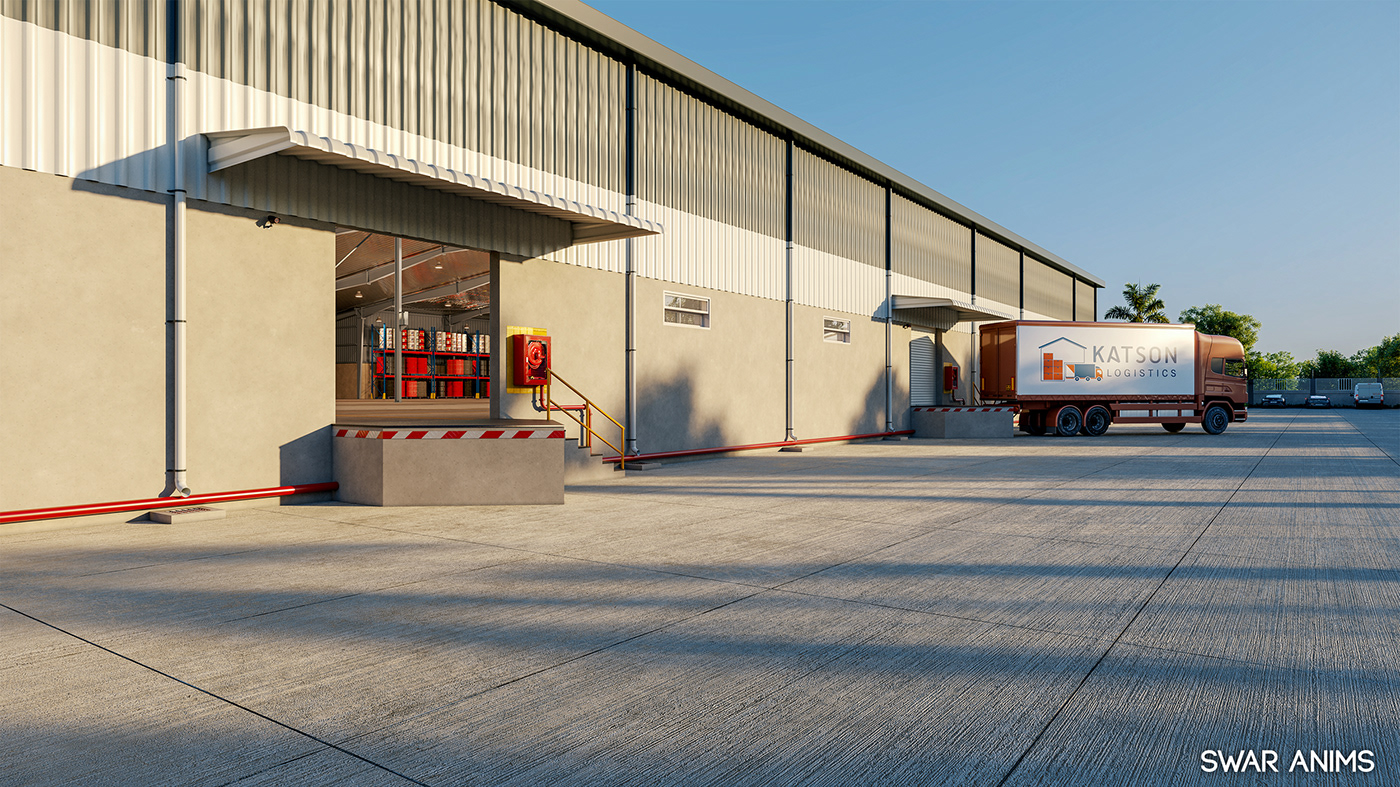 3D 3dsmax animation  CoronaRender  design ForestPack industrial design  Logistics walkthrough warehouse