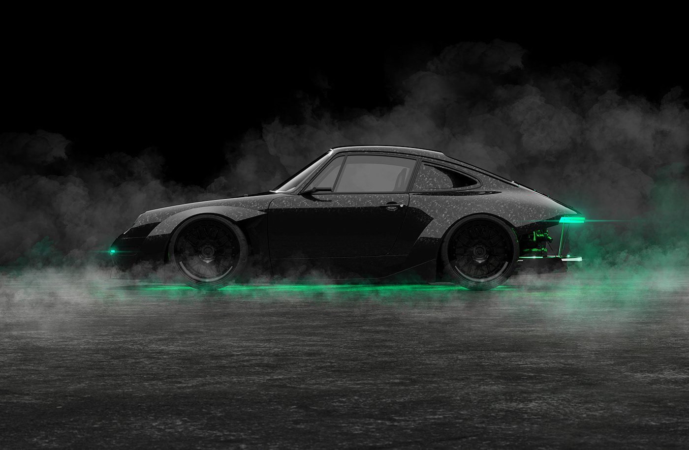 Automotive design car carrera Cyberpunk dark design futuristic neon Porsche virus